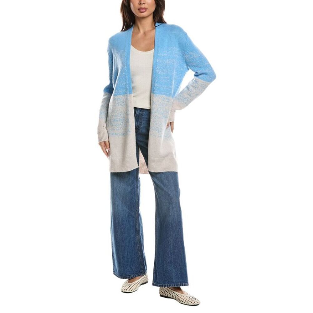 Forte Cashmere Womens  Ombre 100% Cashmere Cardigan, Blue
